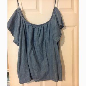 Off-The-Shoulder Jean Shirt